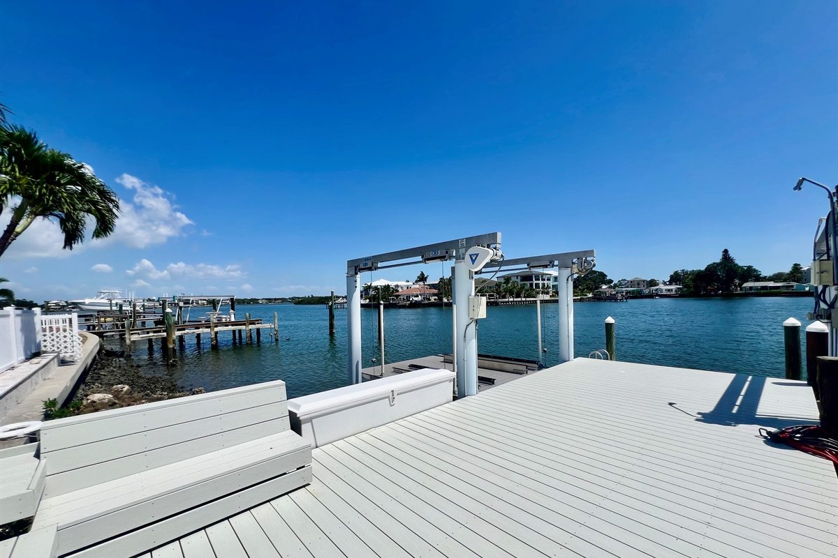 Coastal Manor dock on the Intracoastal Waterway under blue skies